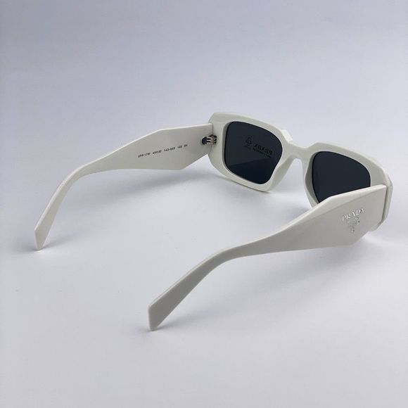 Prada PR17WS 1425S0 Sunglasses Ivory White Dark Gray Rectangle Unisex - Picture 11 of 16